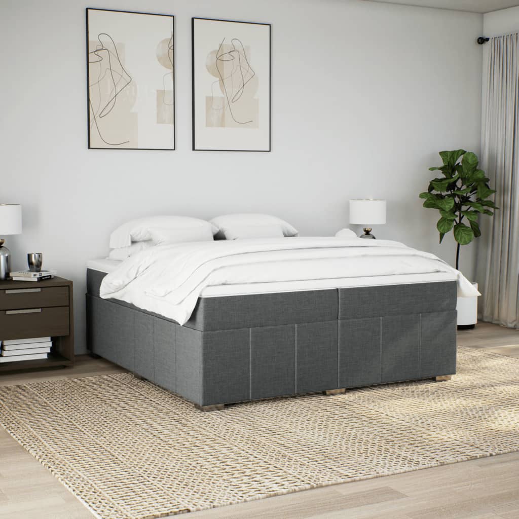 Cama com molas/colchão 200x200 cm tecido castanho-acinzentado