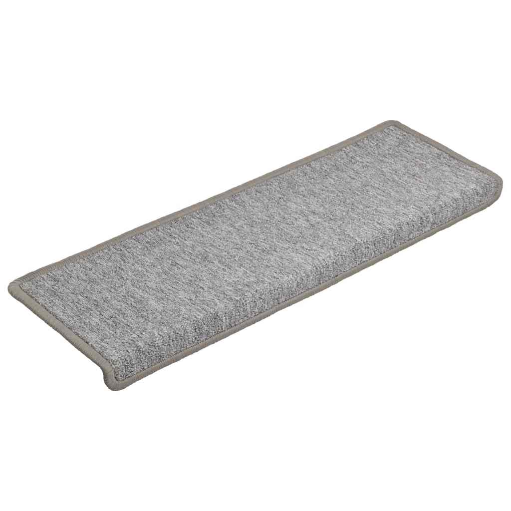 Tapetes de escada 30 peças 65x21x4 cm cinza claro com borda retangular
