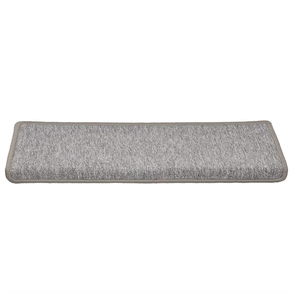 Tapetes de escada 30 peças 65x21x4 cm cinza claro com borda retangular