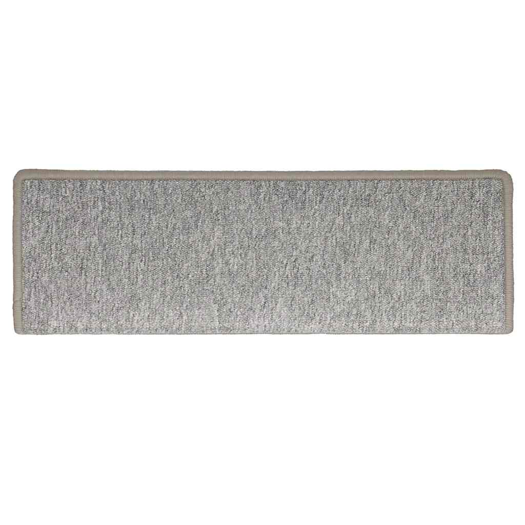 Tapetes de escada 30 peças 65x21x4 cm cinza claro com borda retangular