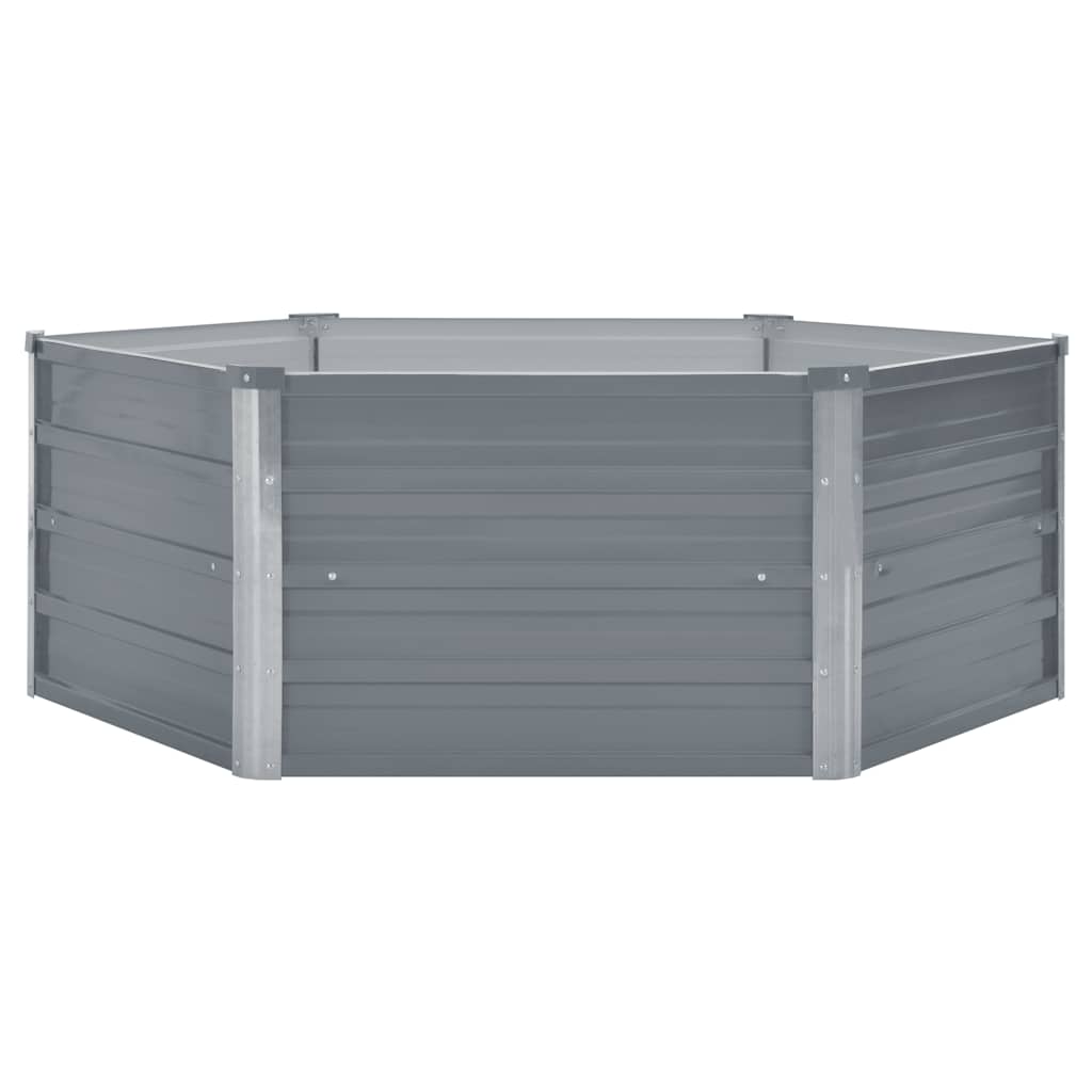 Canteiro jardim elevado 129x129x45cm aço galvanizado cinzento