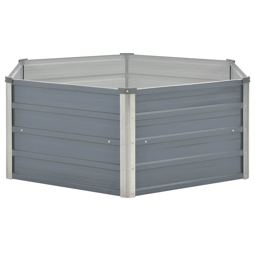 Canteiro jardim elevado 129x129x45cm aço galvanizado cinzento