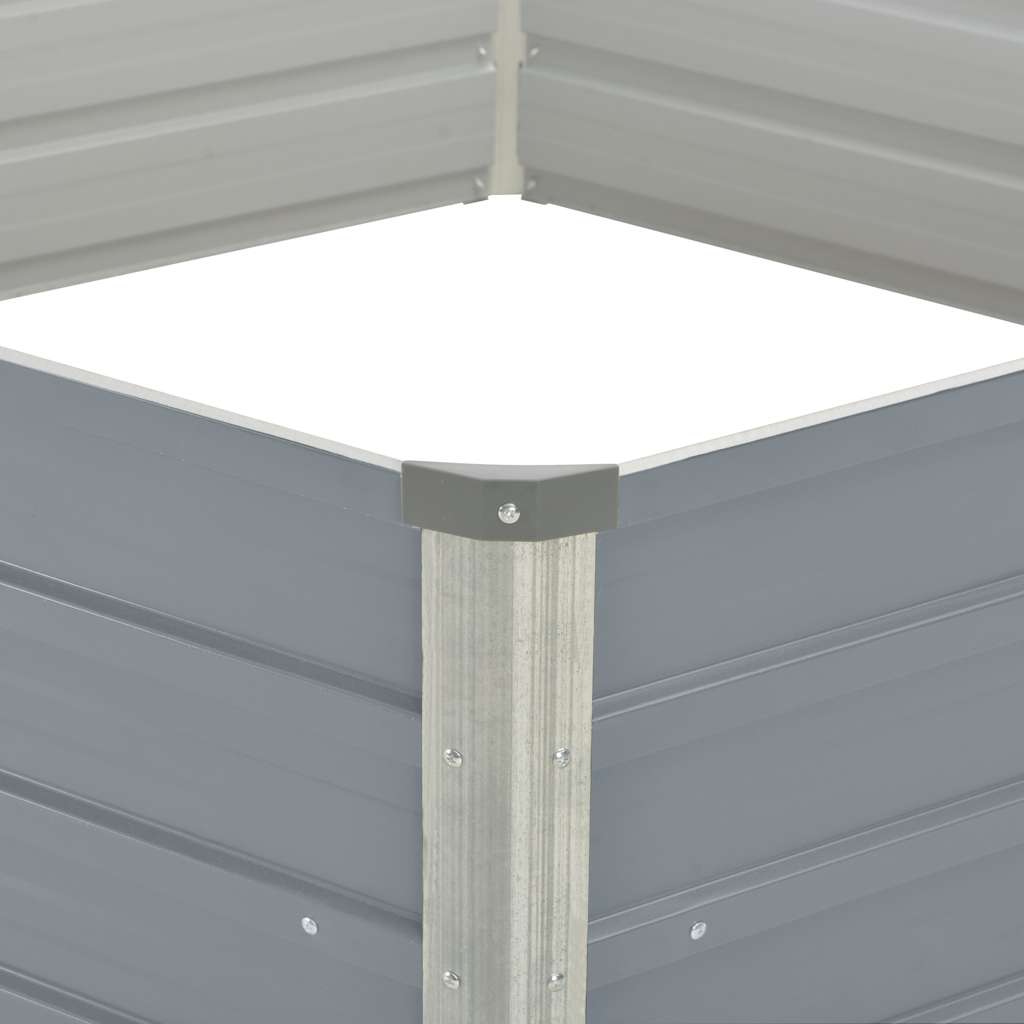 Canteiro jardim elevado 129x129x45cm aço galvanizado cinzento