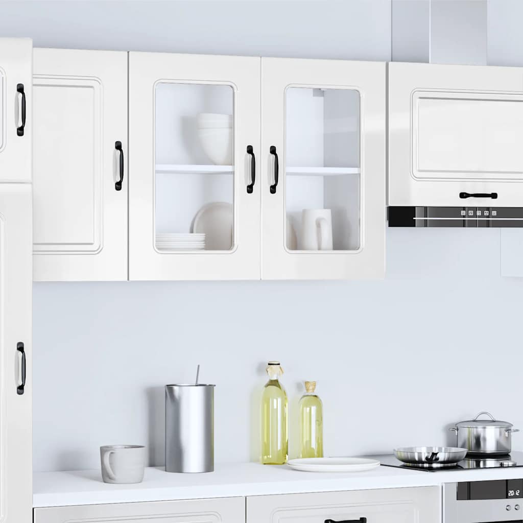 Armário parede de cozinha porta vidro kalmar branco alto brilho