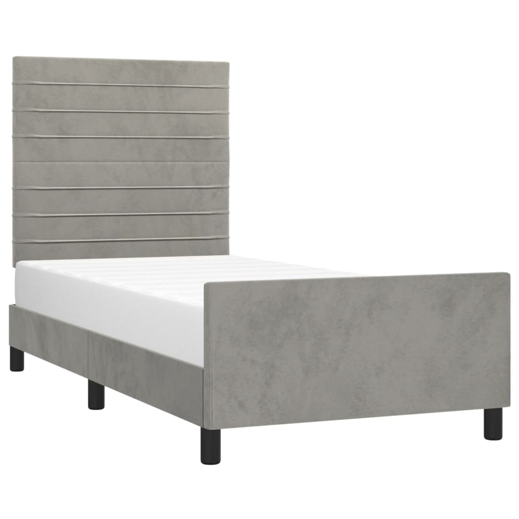 Estrutura de cama sem colchão 100x200 cm veludo cinzento-claro