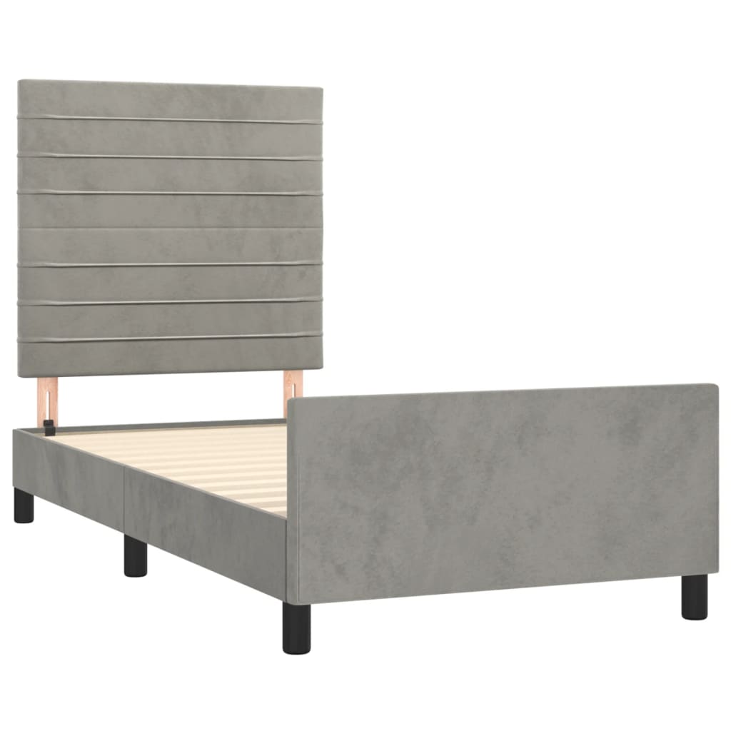Estrutura de cama sem colchão 100x200 cm veludo cinzento-claro