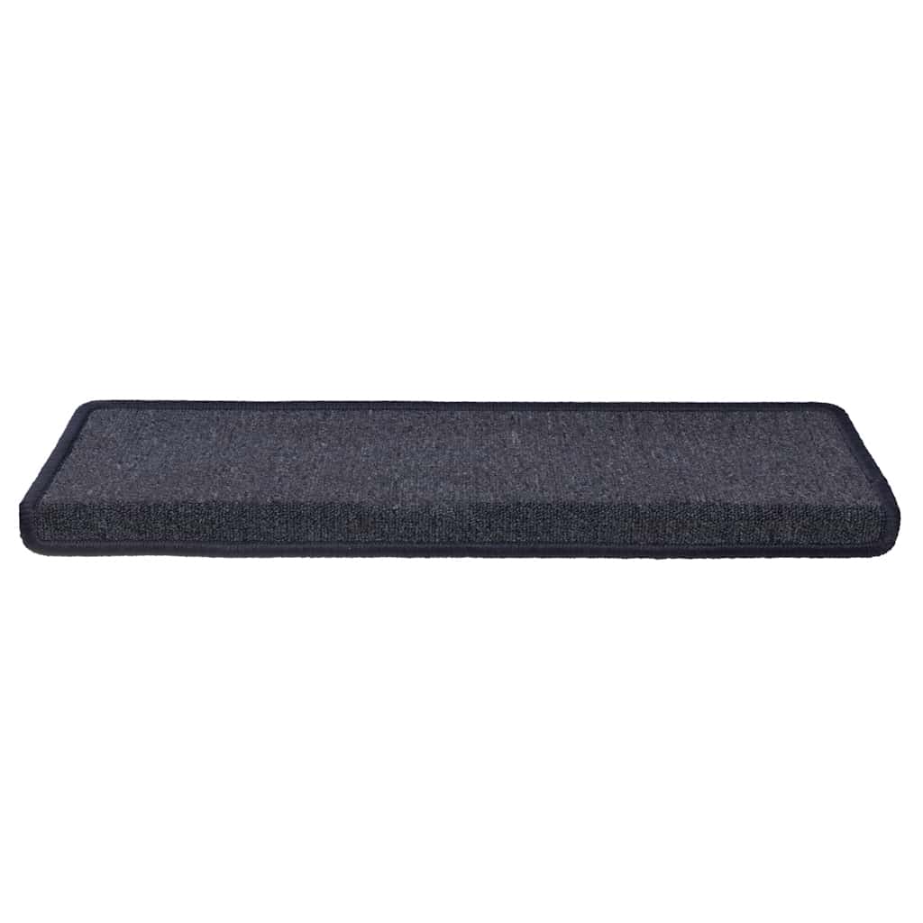 Tapetes de escada 30 peças 65x21x4 cm cinza escuro e azul com borda retangular