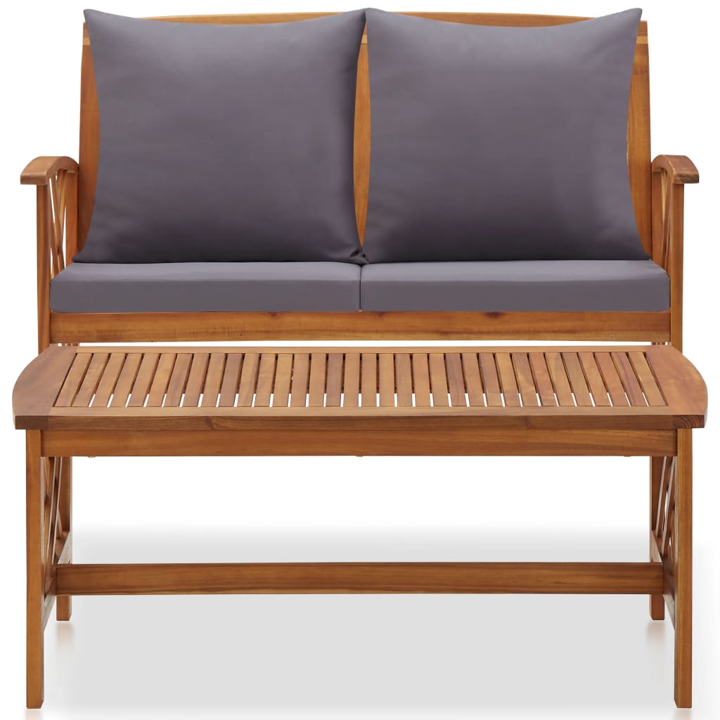 2 Pcs conjunto lounge de jardim c/ almofadões acácia maciça