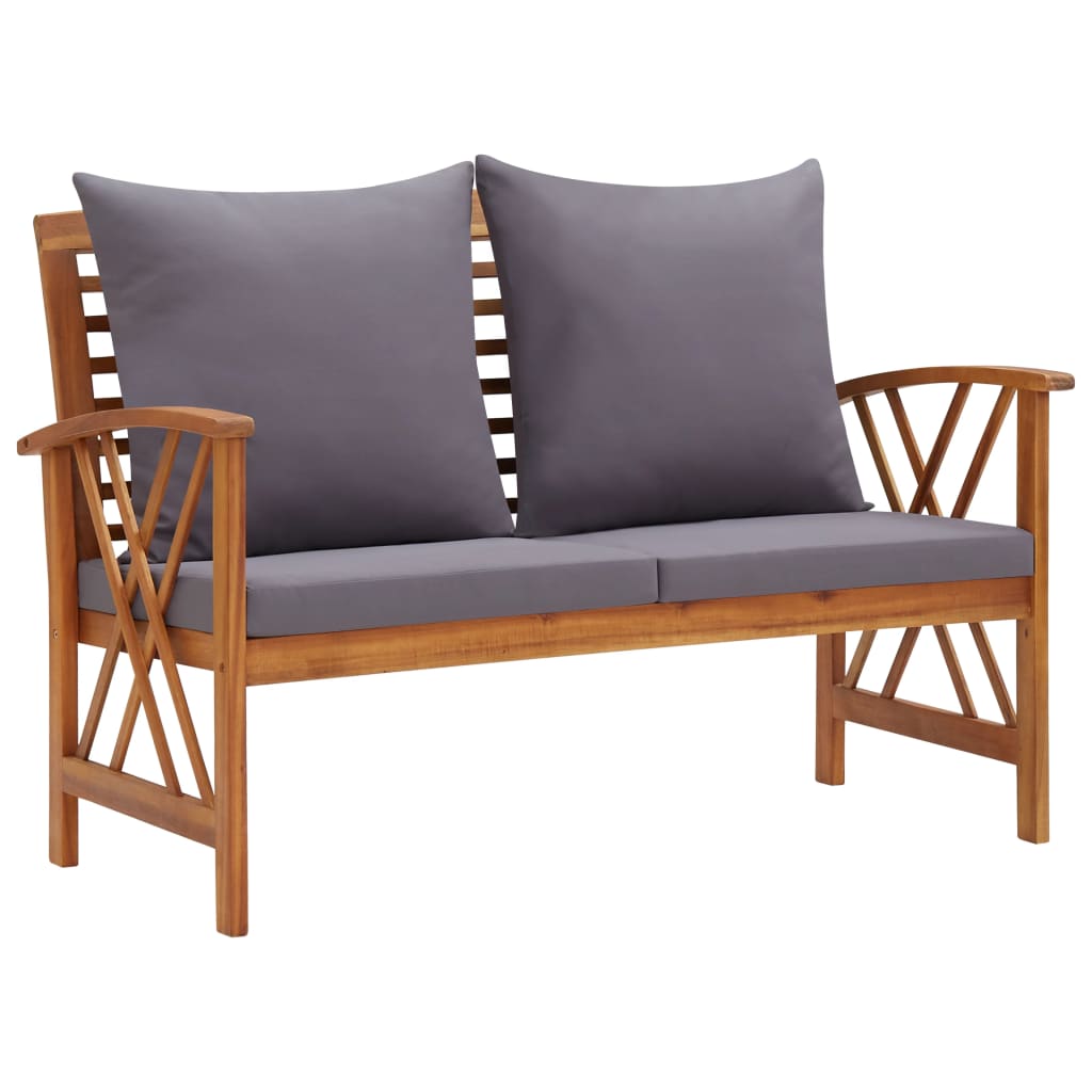 2 Pcs conjunto lounge de jardim c/ almofadões acácia maciça