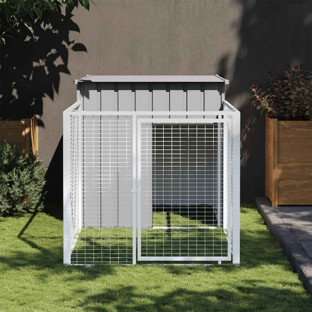 Casota para cães com corredor cinza claro 110x201x110 cm aço galvanizado