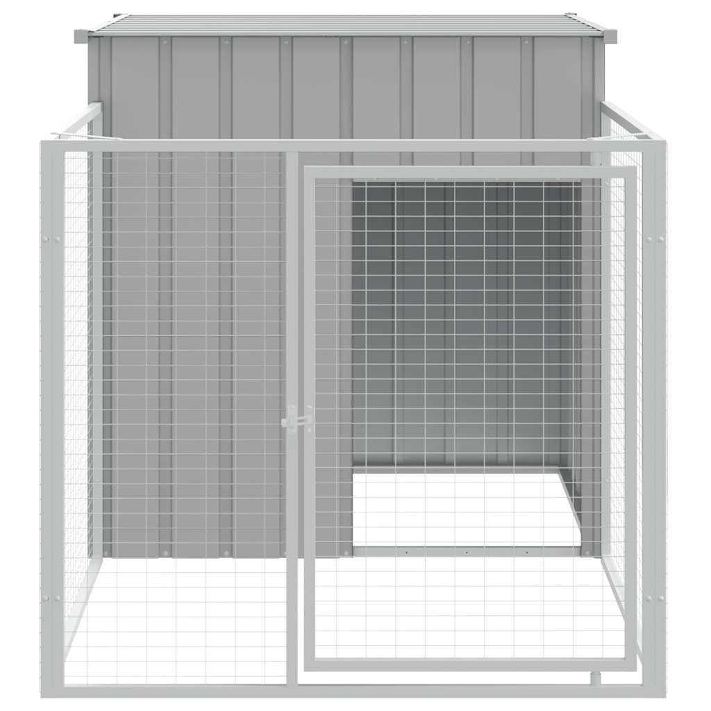 Casota para cães com corredor cinza claro 110x201x110 cm aço galvanizado