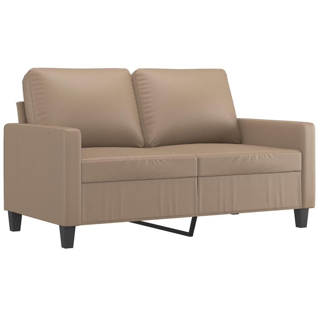 2 Pcs conjunto sofás c/ almofadões couro artif. cor cappuccino