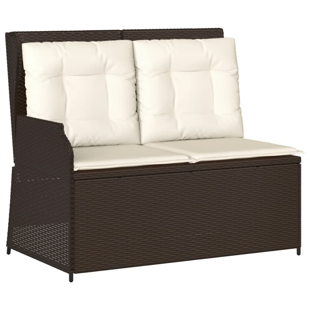 5 Pcs conjunto lounge jardim c/ almofadões vime PE castanho