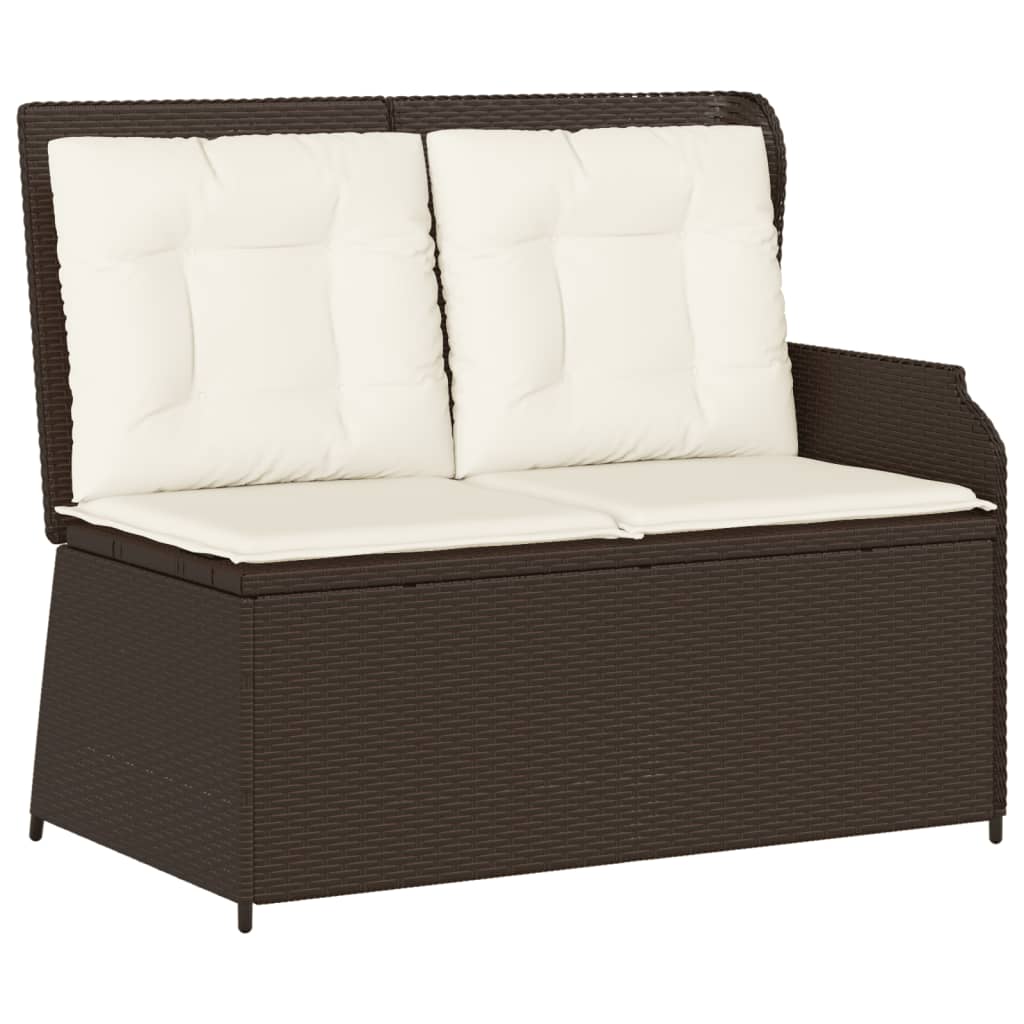 5 Pcs conjunto lounge jardim c/ almofadões vime PE castanho