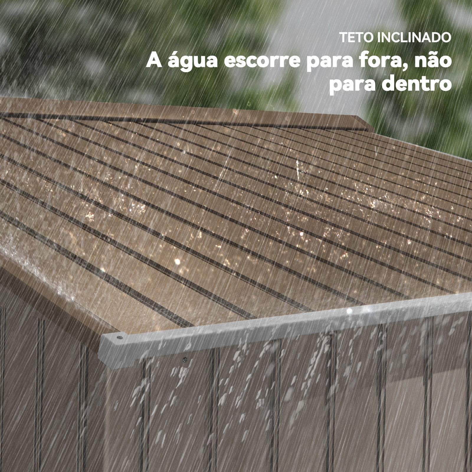 Abrigo de jardim exterior 4,83m² 277x195x192cm abrigo e jardim metálico para armazenamento de ferramentas com base incluída e 4 janelas marrom