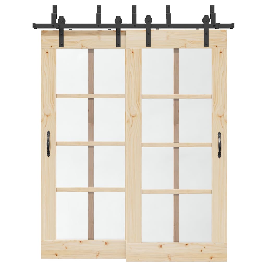Kit de ferragens para porta deslizante 183 cm aço preto