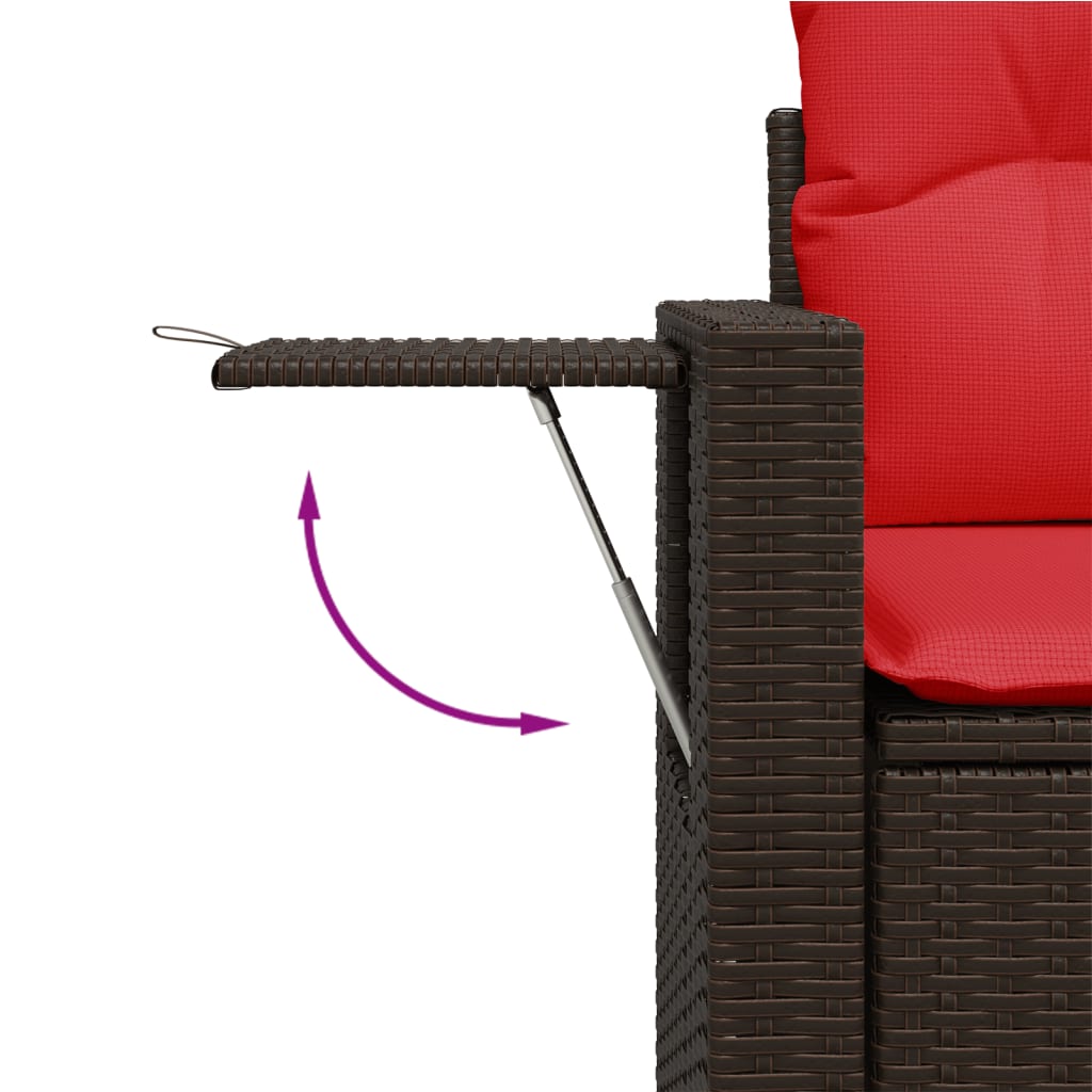 Conjunto de sofá de jardim com 6 peças e almofadas em rattan sintético marrom