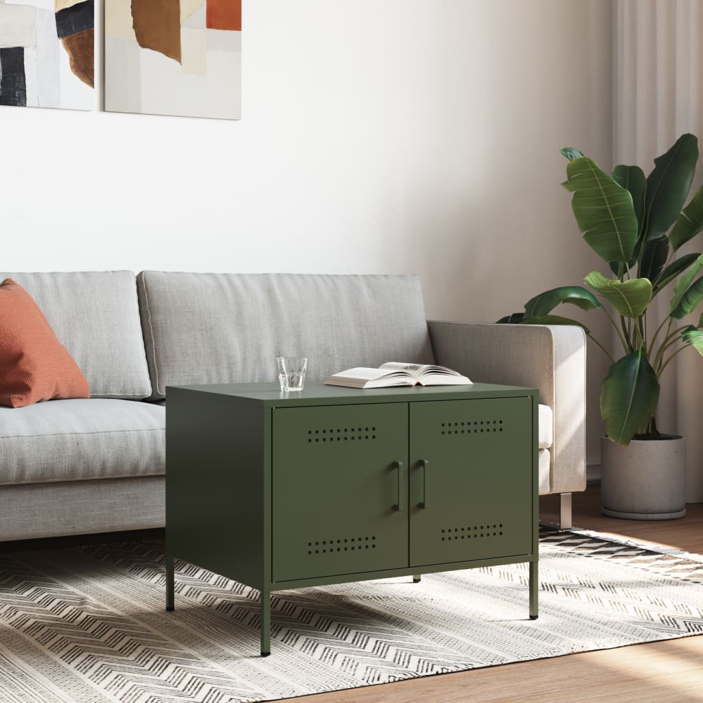 Mesa de centro 68x50x50,5 cm aço verde azeitona