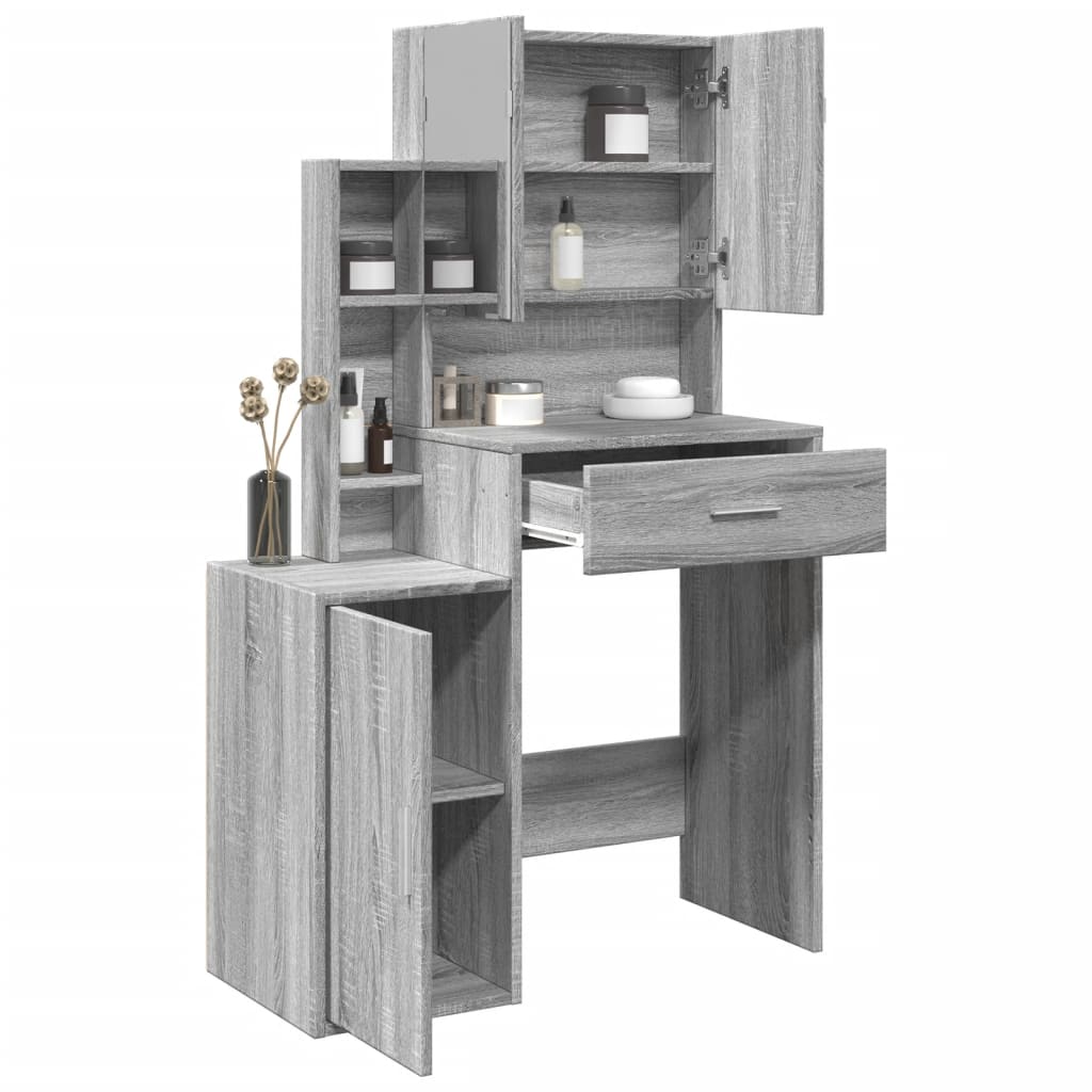 Toucador com armário 80x35x132 cm cor cinzento sonoma