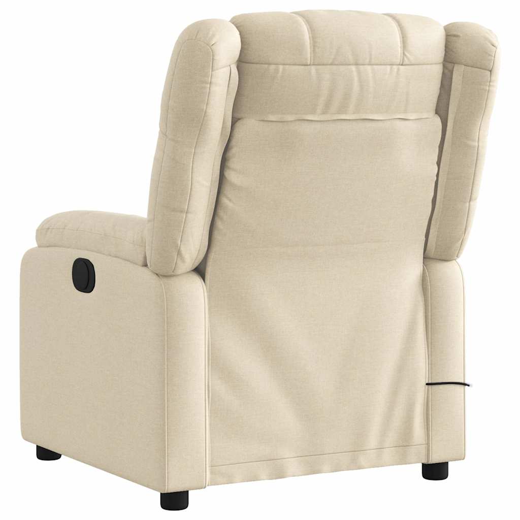 Poltrona de massagem reclinável em tecido creme