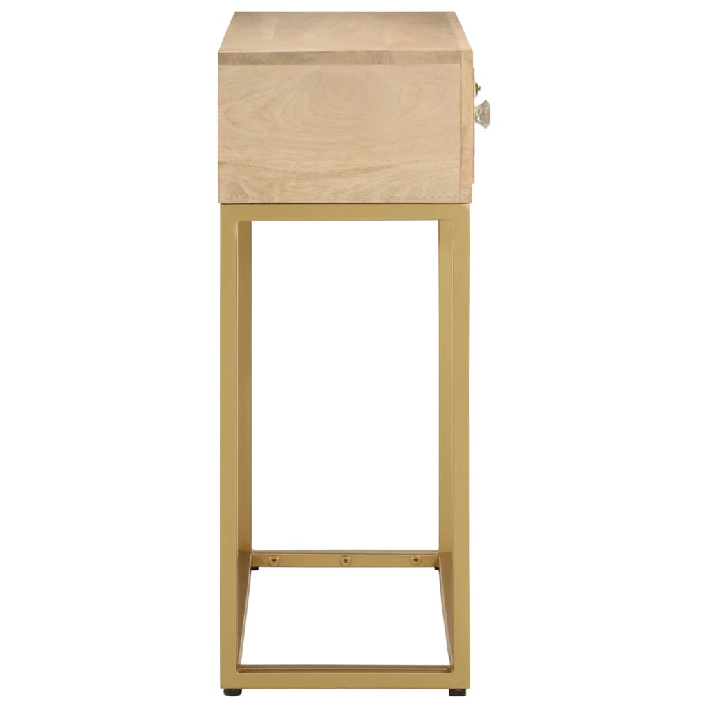 Mesa consola 90x30x76 cm madeira de mangueira maciça e ferro