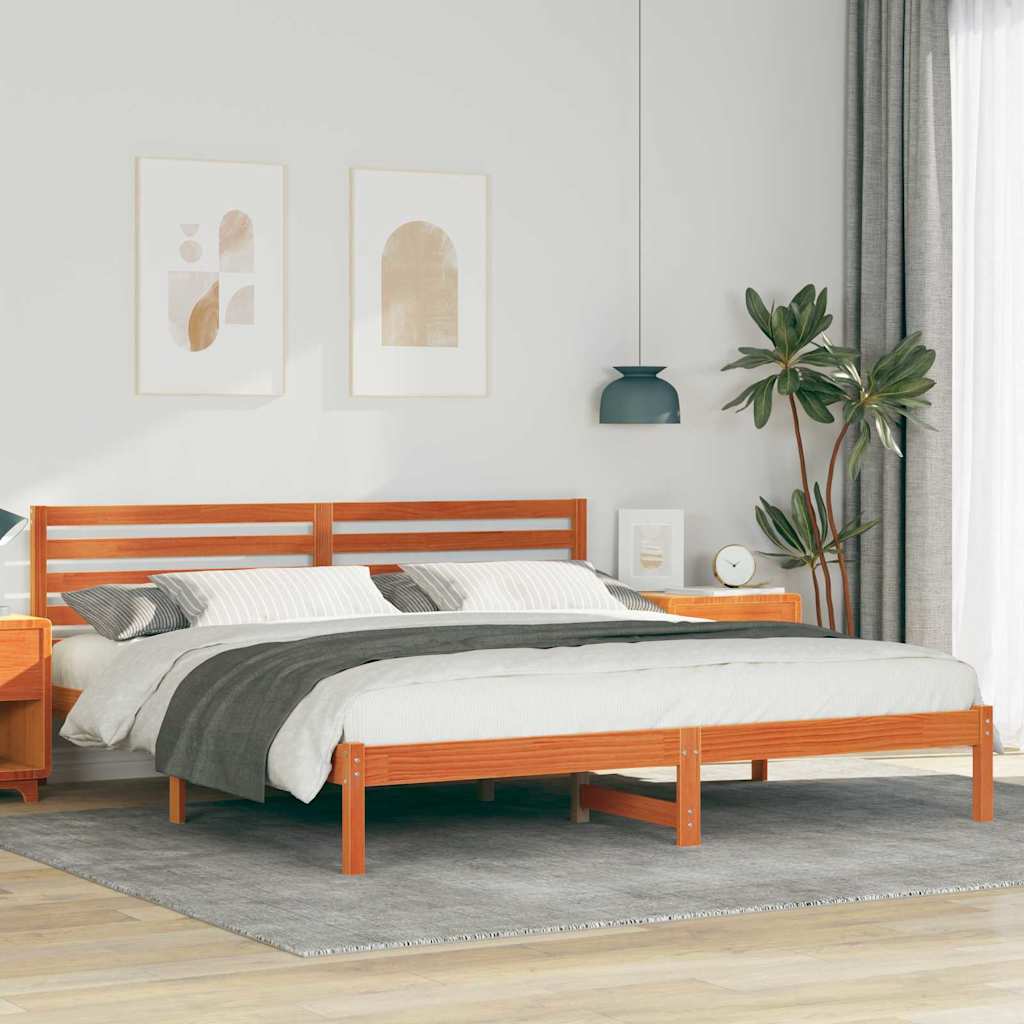 Estrutura da cama com cabeceira marrom cera 180 x 200 cm