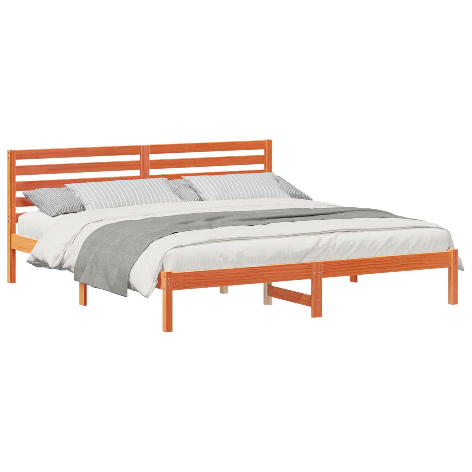 Estrutura da cama com cabeceira marrom cera 180 x 200 cm