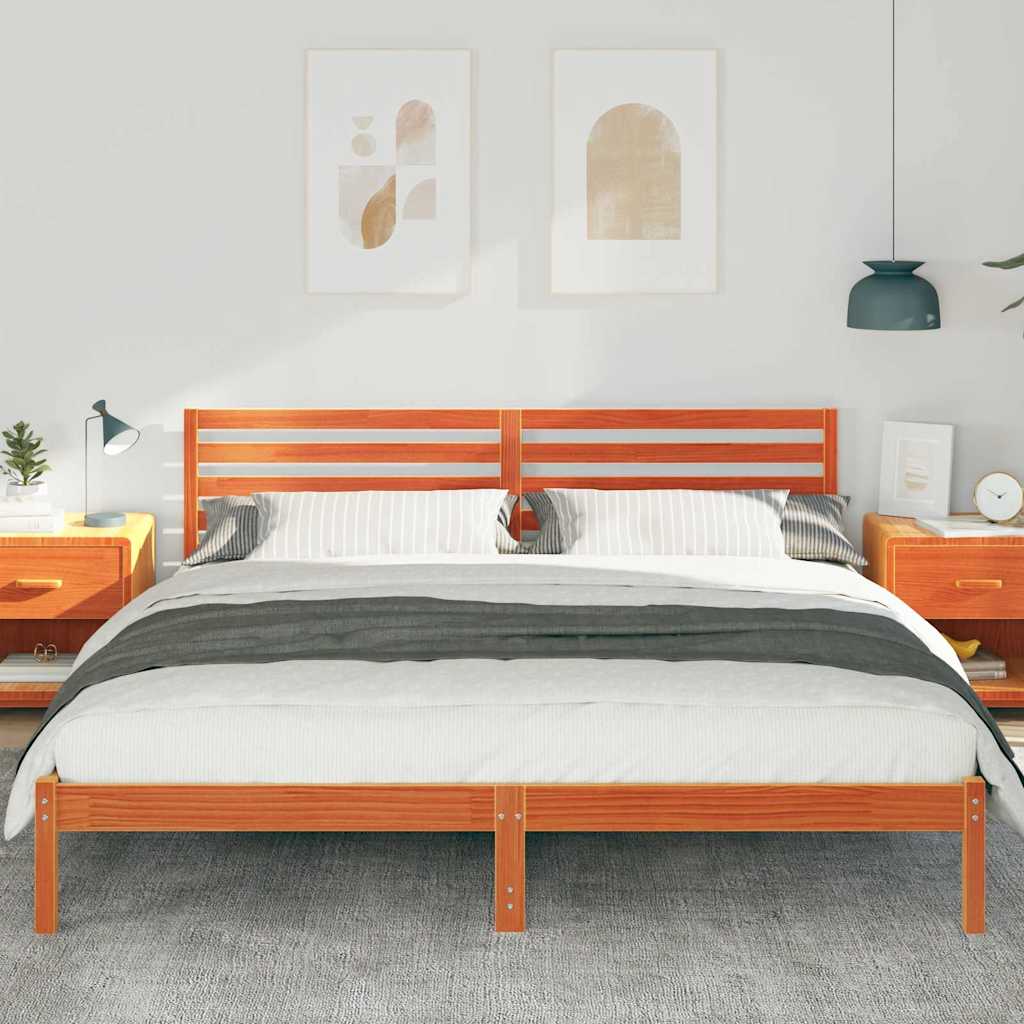Estrutura da cama com cabeceira marrom cera 180 x 200 cm