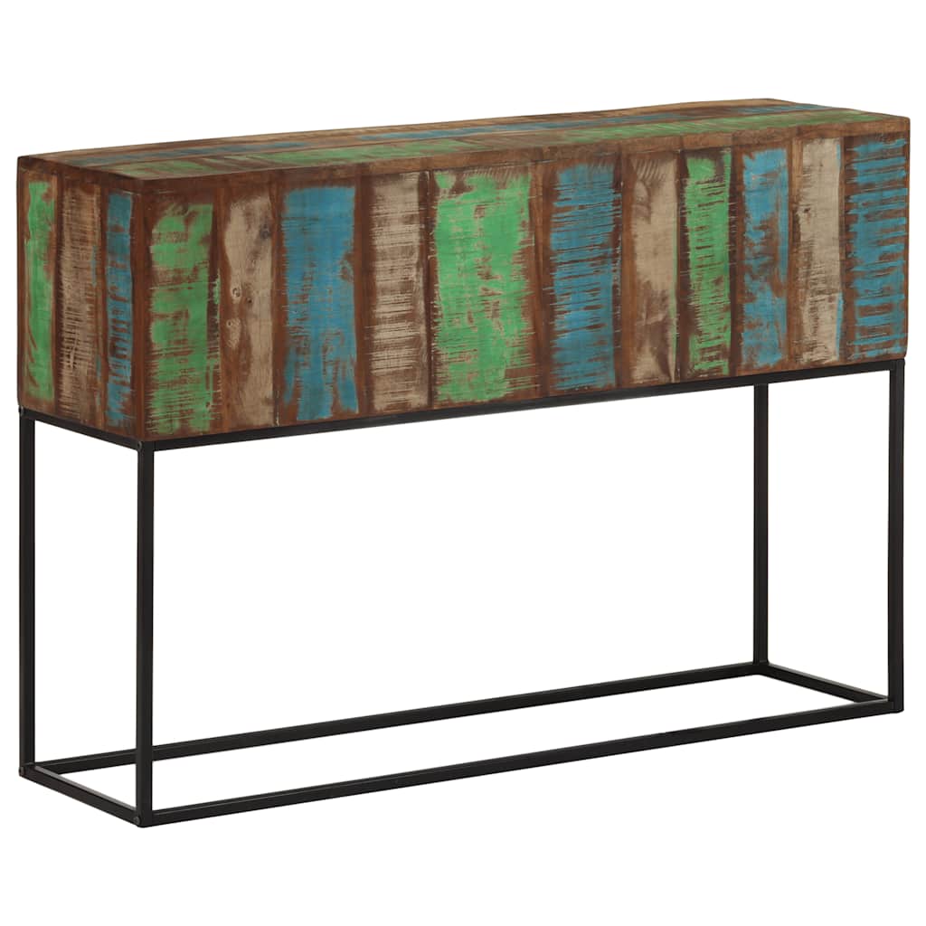 Mesa consola 110x30x75 cm madeira recuperada maciça e ferro