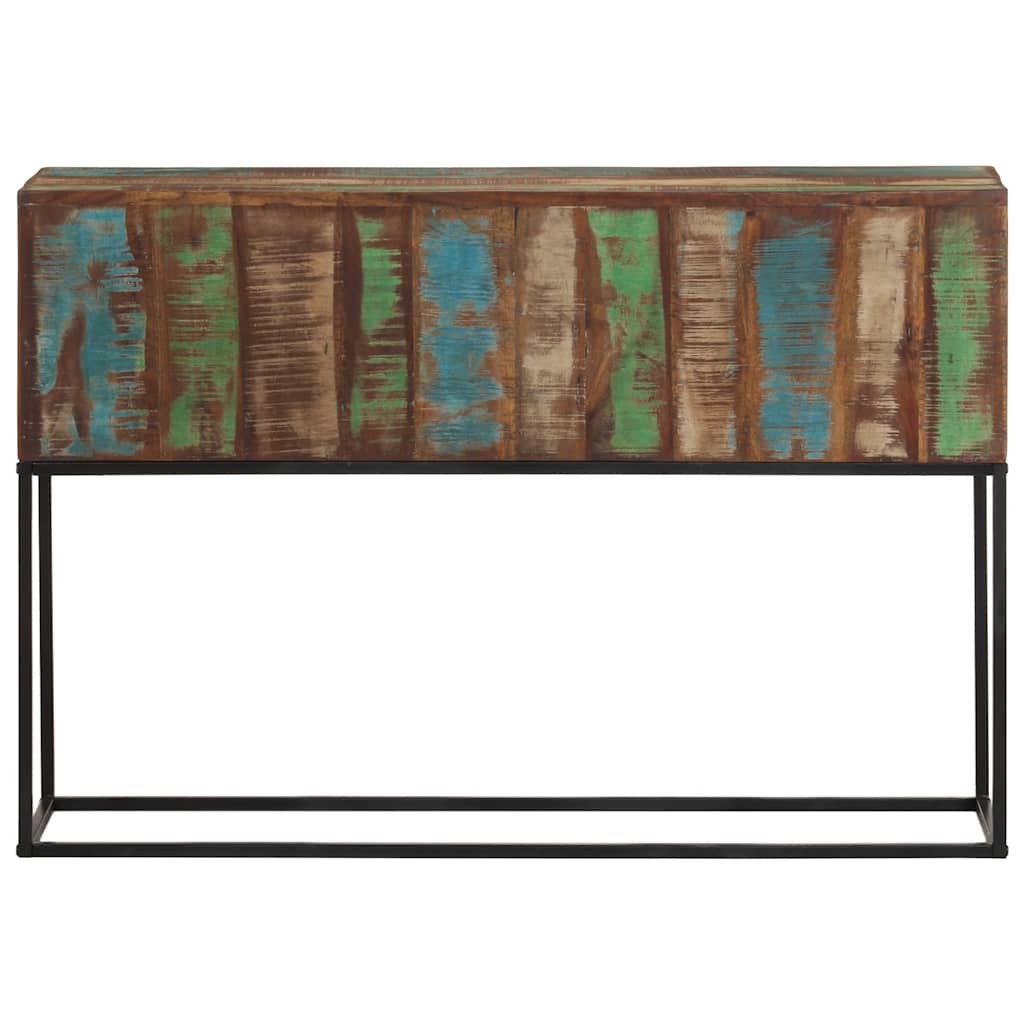 Mesa consola 110x30x75 cm madeira recuperada maciça e ferro