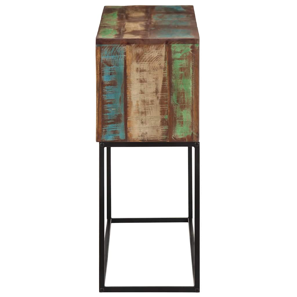 Mesa consola 110x30x75 cm madeira recuperada maciça e ferro