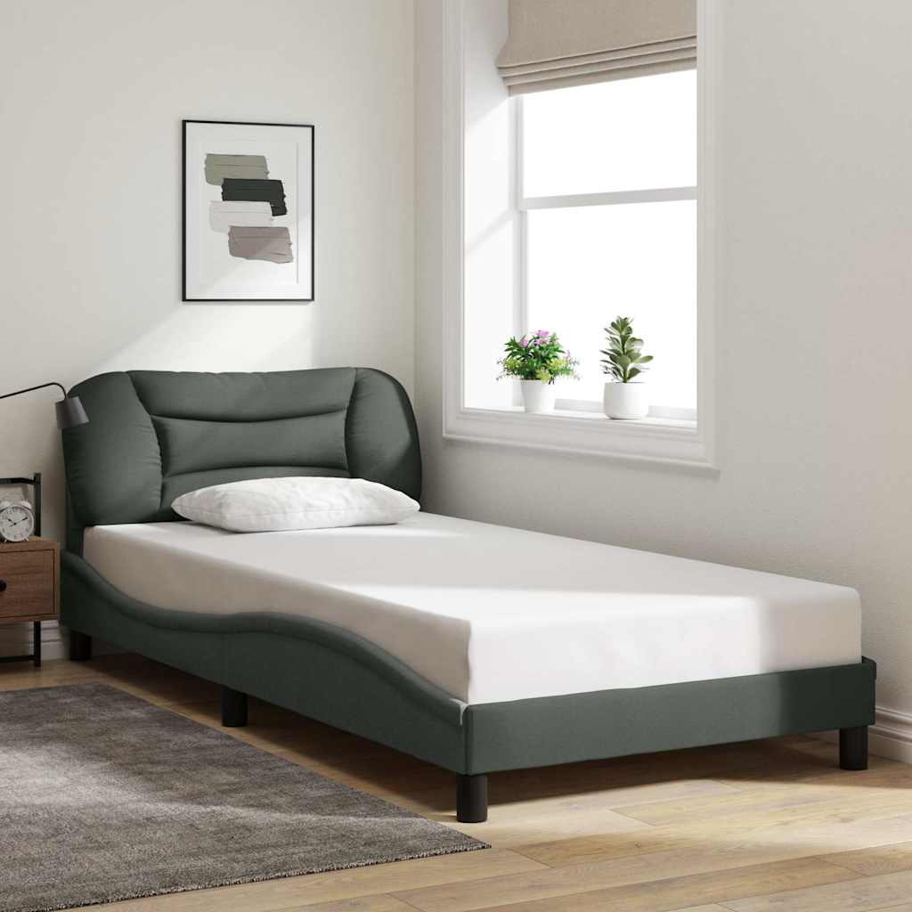 Estrutura de cama sem colchão hvar 100x200 cm tecido cinzento-escuro