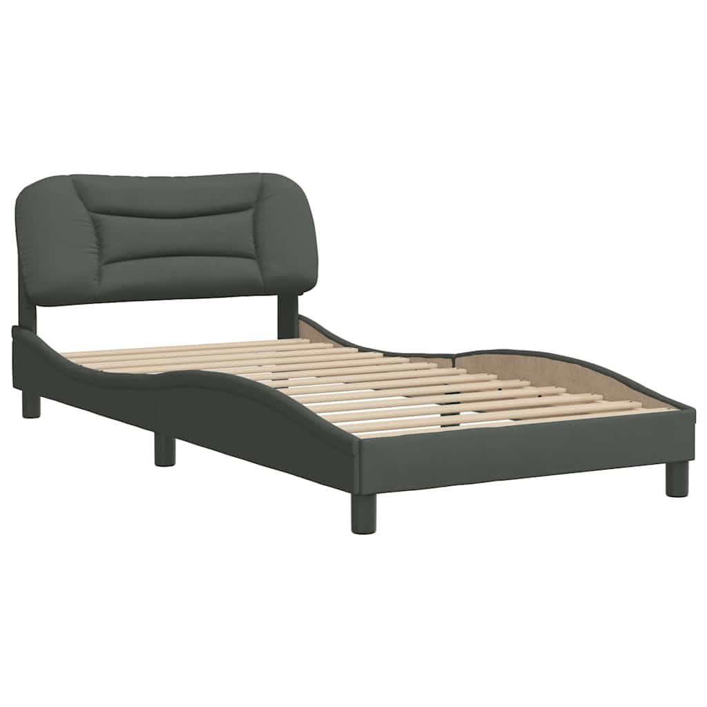 Estrutura de cama sem colchão hvar 100x200 cm tecido cinzento-escuro