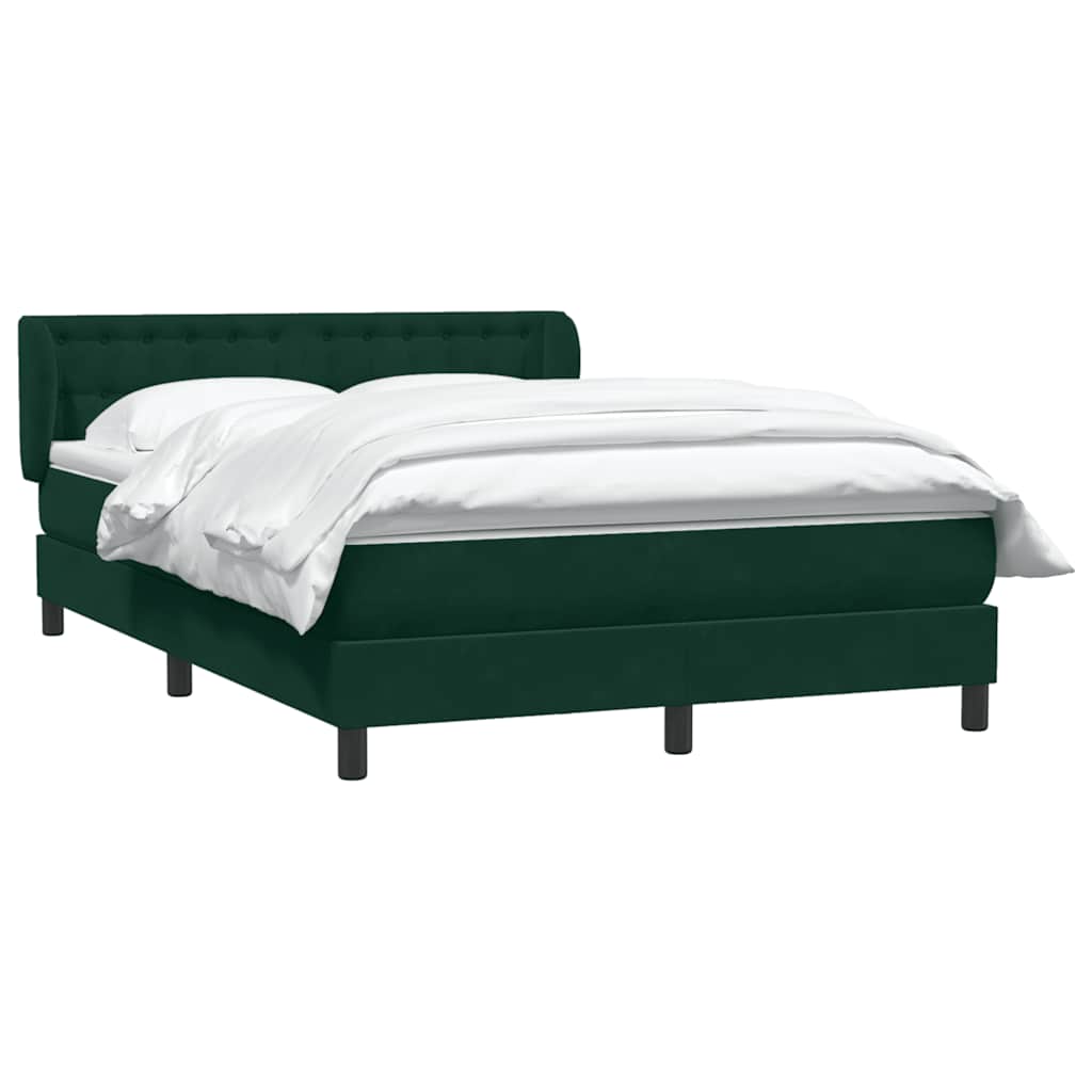 Cama com molas/colchão 160x220 cm veludo verde-escuro