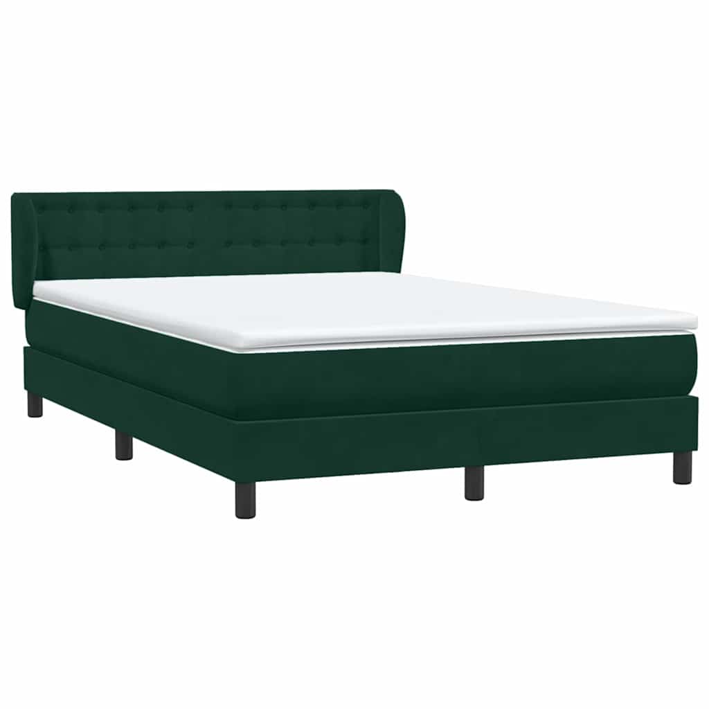 Cama com molas/colchão 160x220 cm veludo verde-escuro