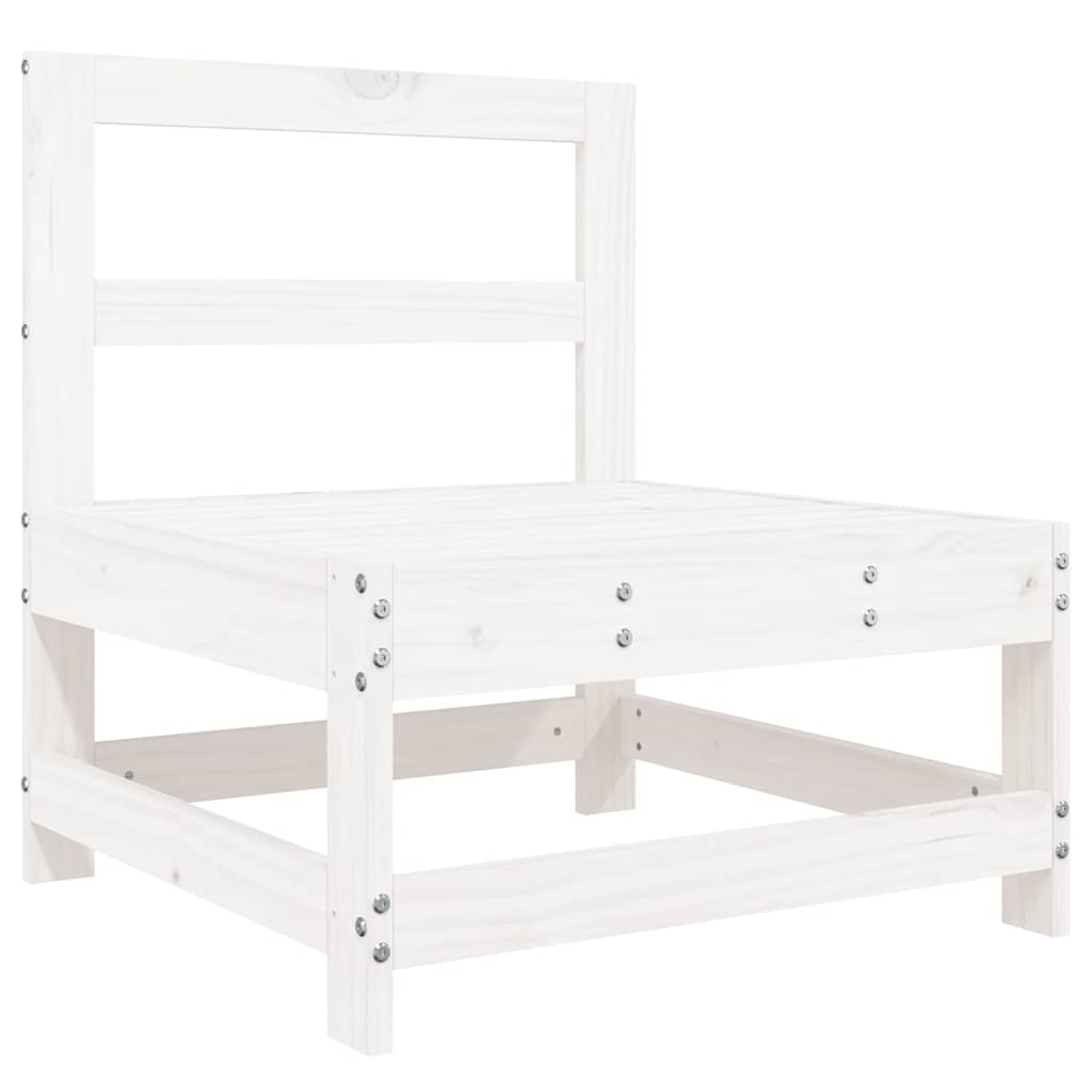 7 Pcs conjunto lounge de jardim pinho maciço branco
