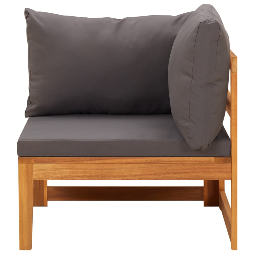 4 Pcs conj. lounge de jardim c/ almofadões cinza-escuro acácia