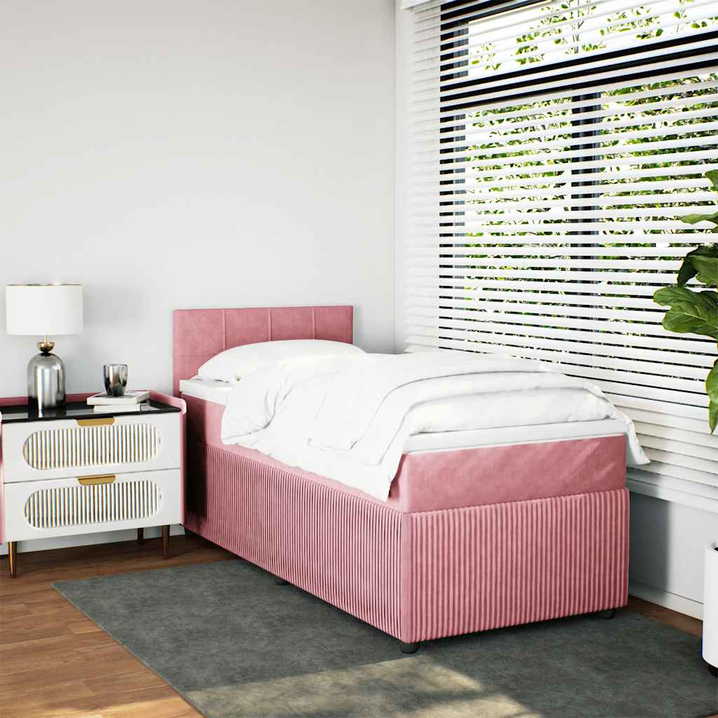 Cama com molas/colchão 90x200 cm veludo rosa