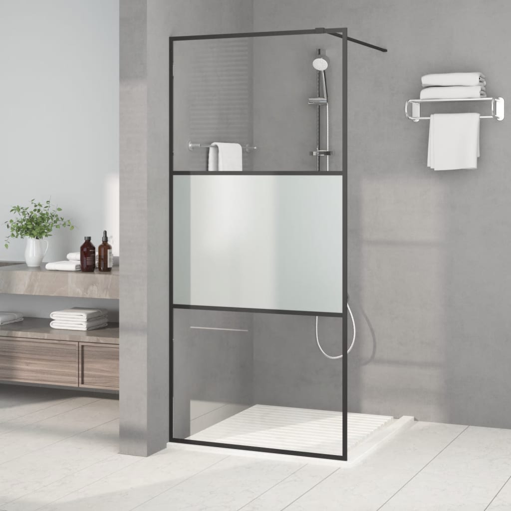Divisória de chuveiro 90x195 cm vidro semiopaco esg preto