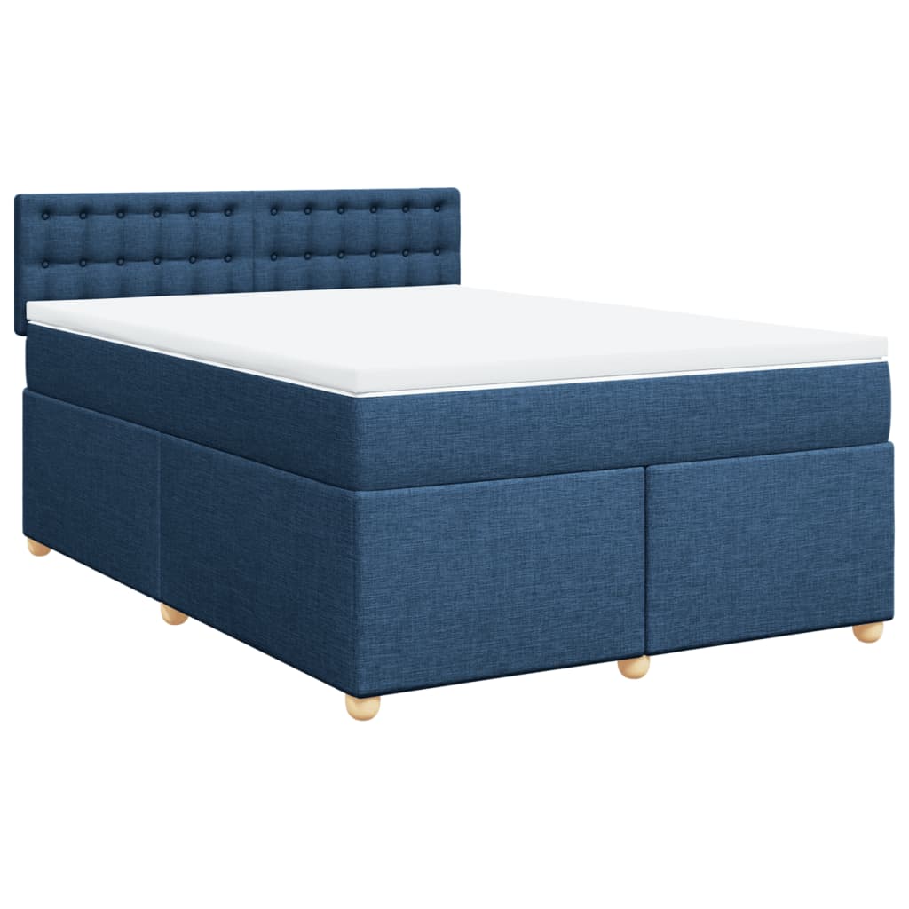 Cama com molas/colchão 160x200 cm tecido azul