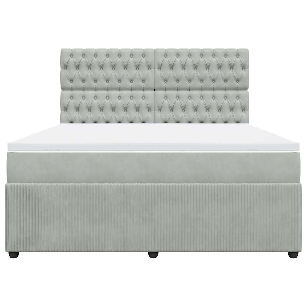 Cama com molas/colchão 180x200 cm veludo cinzento-claro