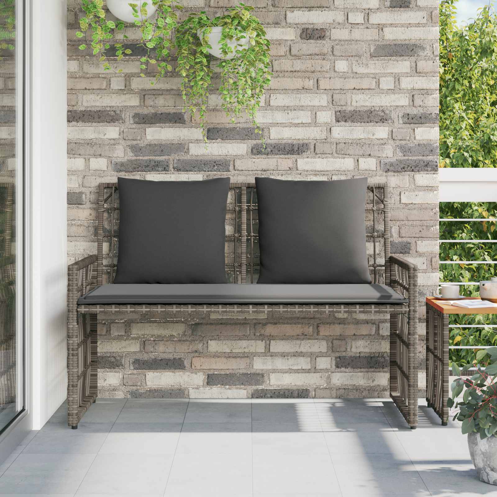 Banco de exterior liso cinza e cinza escuro 116 x 55 x 82 cm