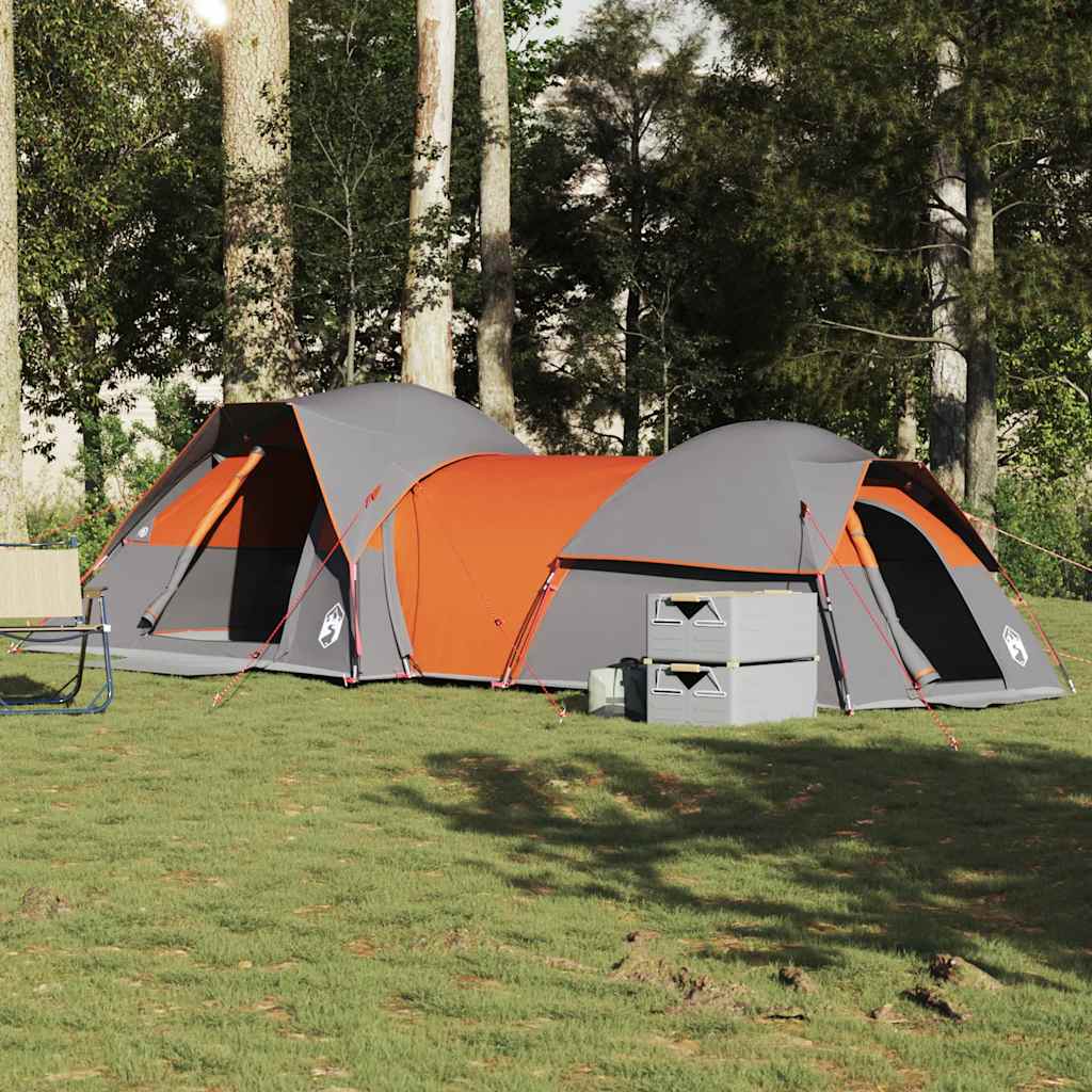 Tenda de campismo p/ 5 pessoas impermeável cinzento e laranja