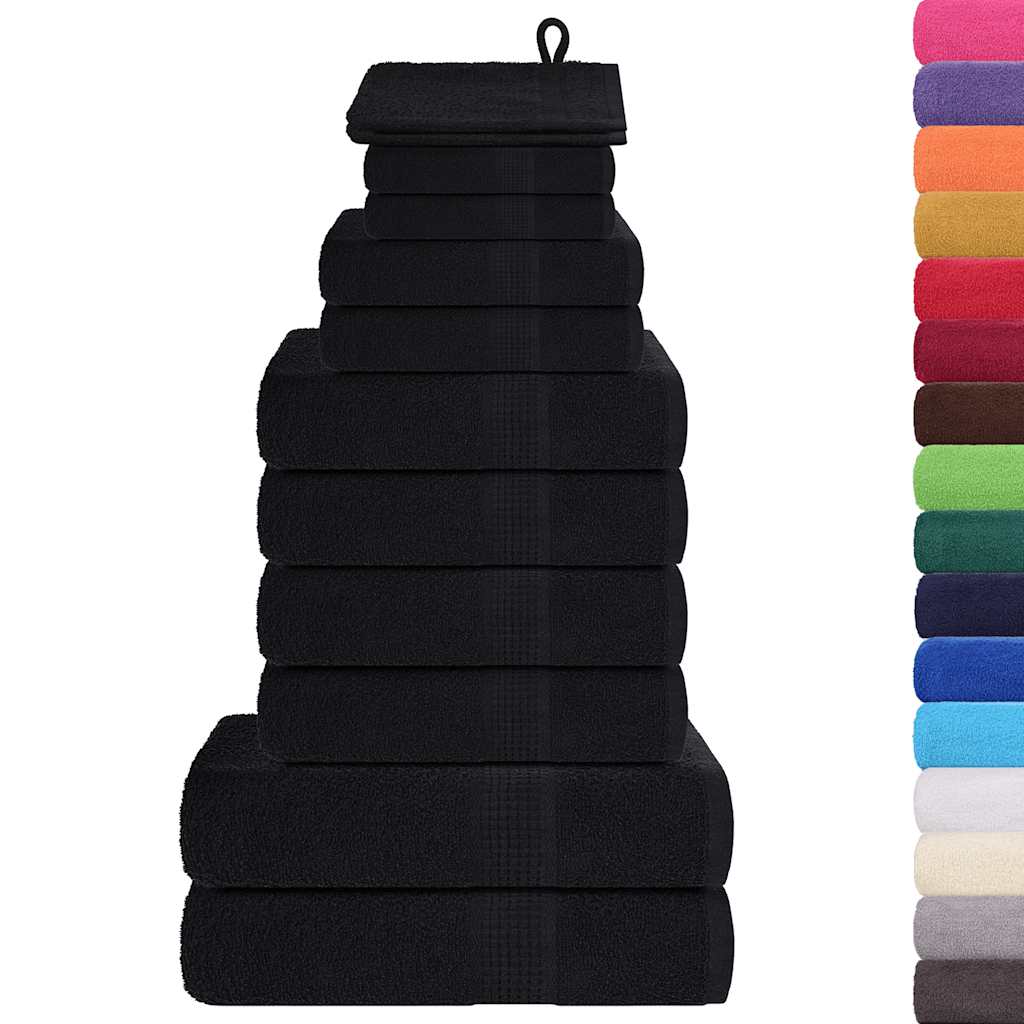 12Pcs conjunto de toalhas frogn 360 g/m² preto