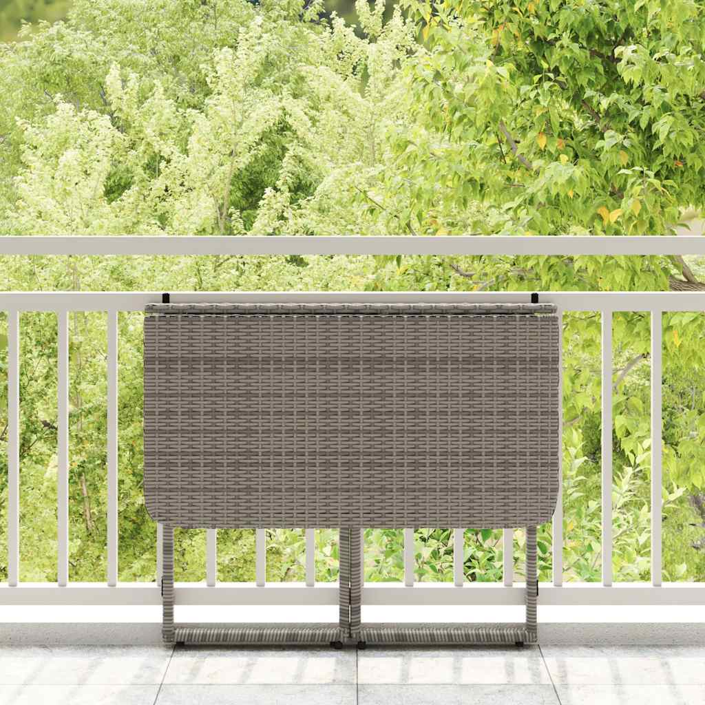 Mesa de jardim dobrável 90x51x75 cm vime PE cinzento