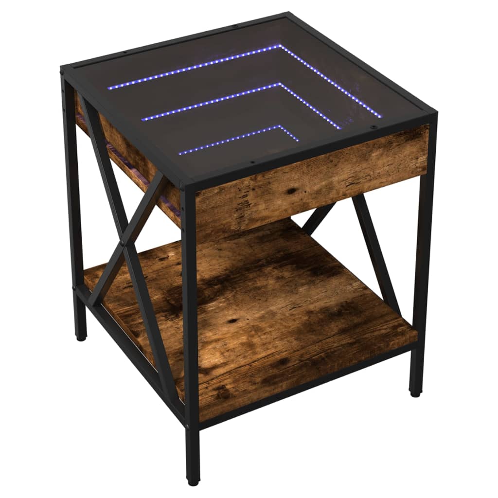 Mesa de centro luzes LED infinity 40x40x49 cm carvalho fumado