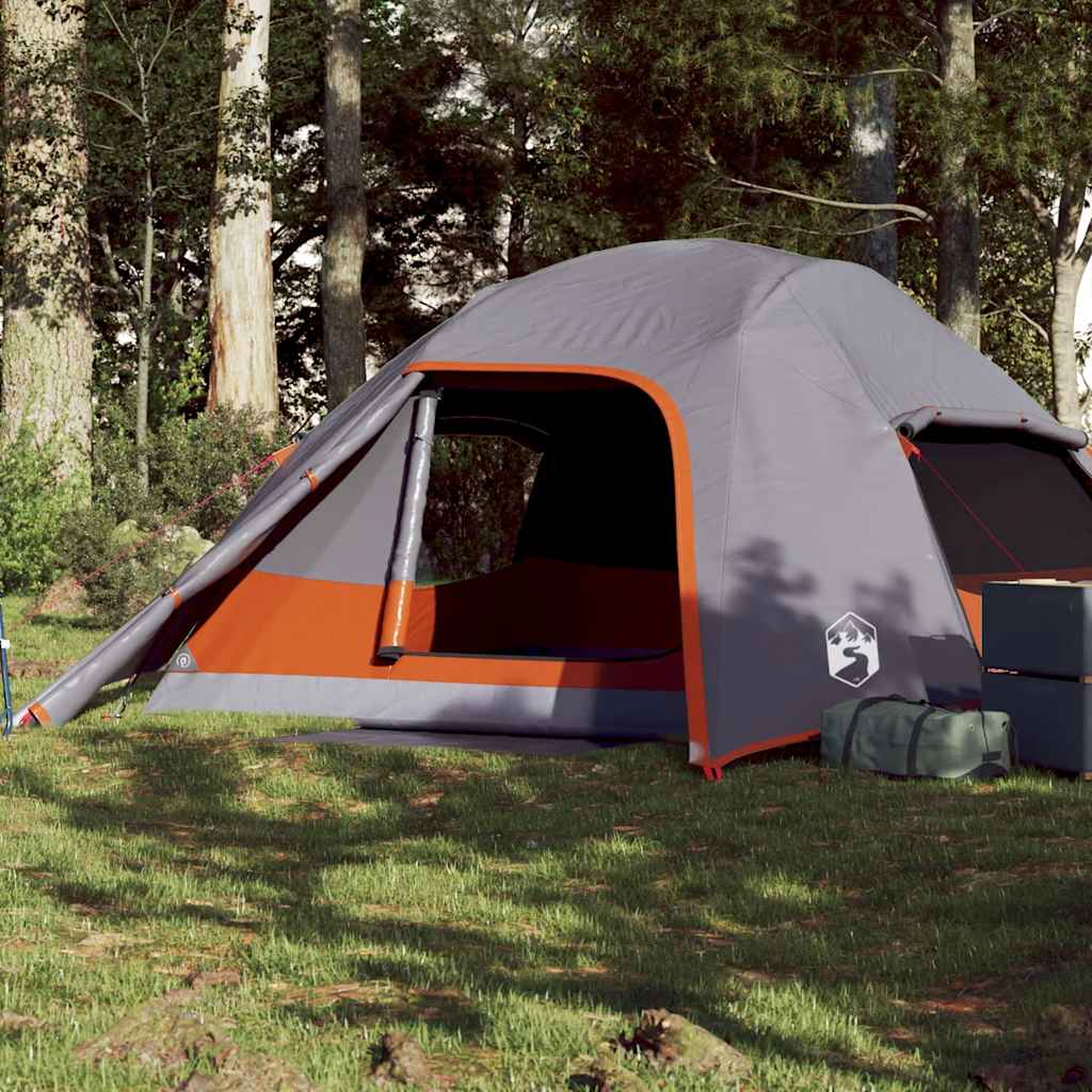 Tenda de campismo cúpula para 4 pessoas impermeável cinza