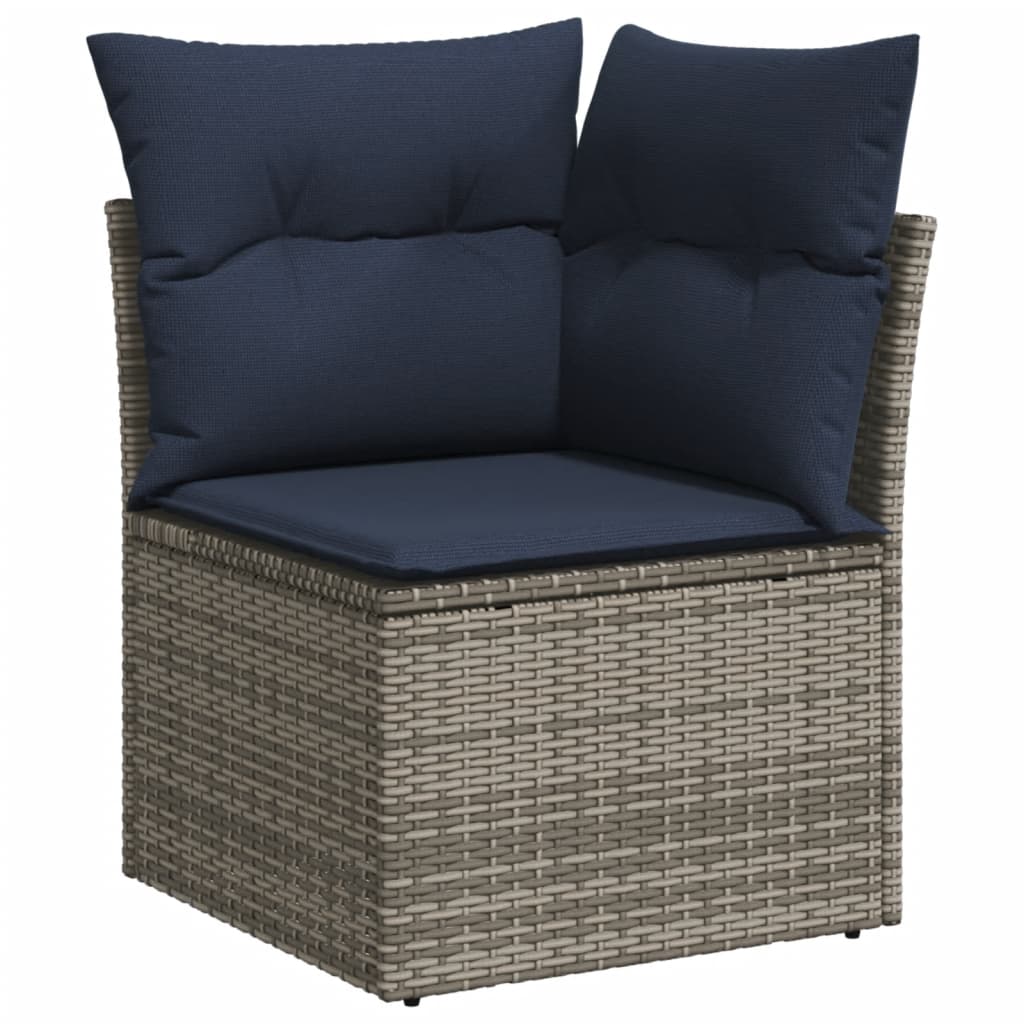 Conjunto de sofá de jardim com 8 peças e almofadas em rattan sintético cinza