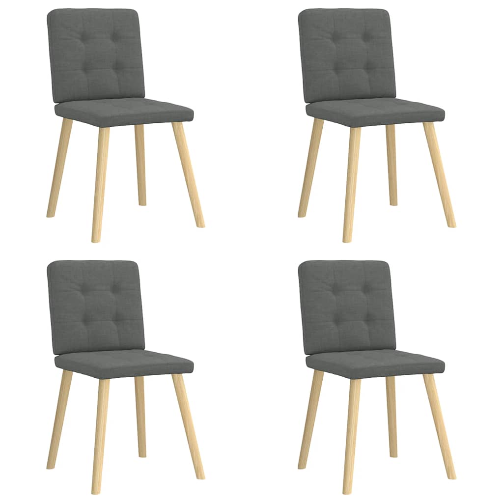 Cadeiras de jantar 4 pcs tecido cinzento-escuro