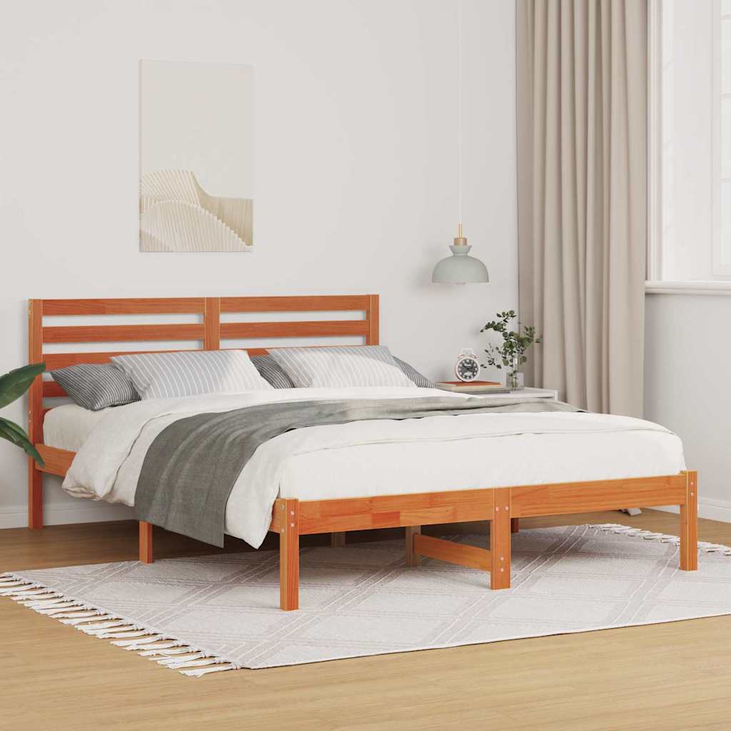 Estrutura da cama com cabeceira marrom cera 140 x 190 cm